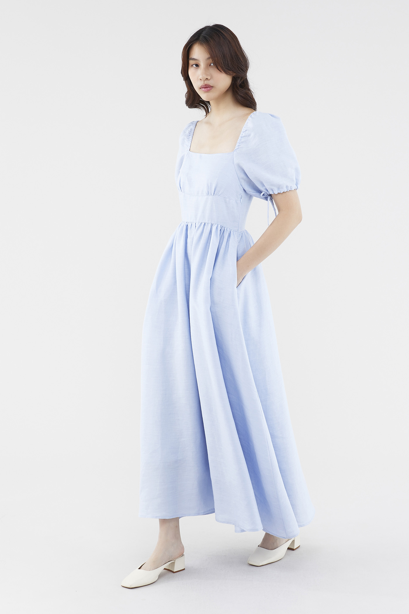 Kaelyn Linen Puff Sleeve Dress The Editor s Market