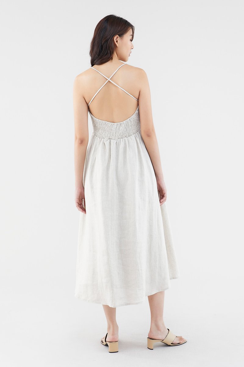 Eulalie Linen Cross-Back Dress | The Editor's Market