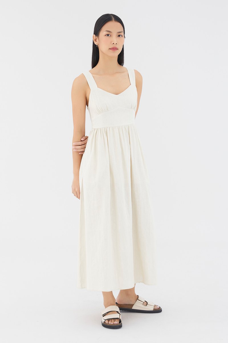 Aubray Linen Ruched Dress