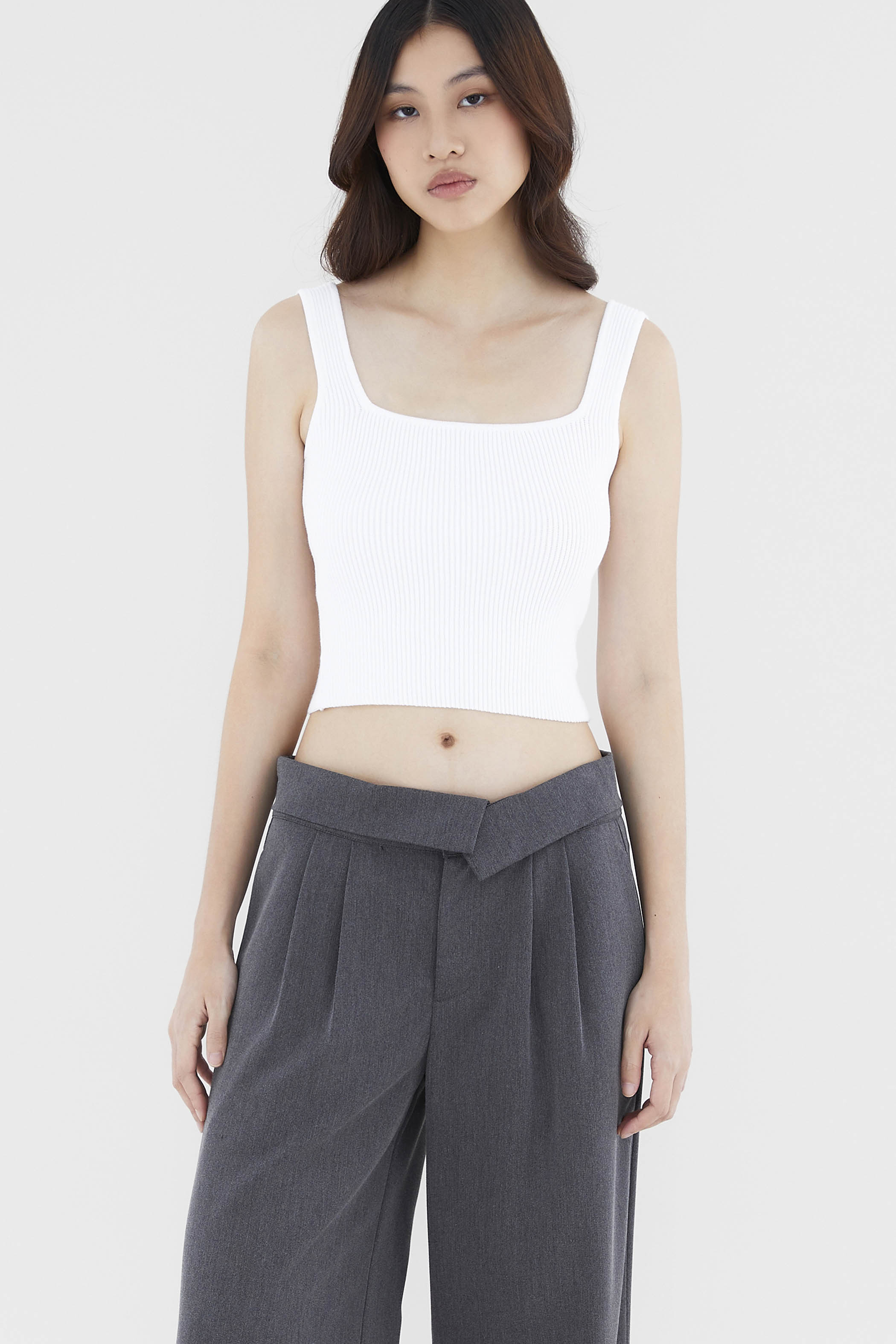 White square 2025 neck tank top