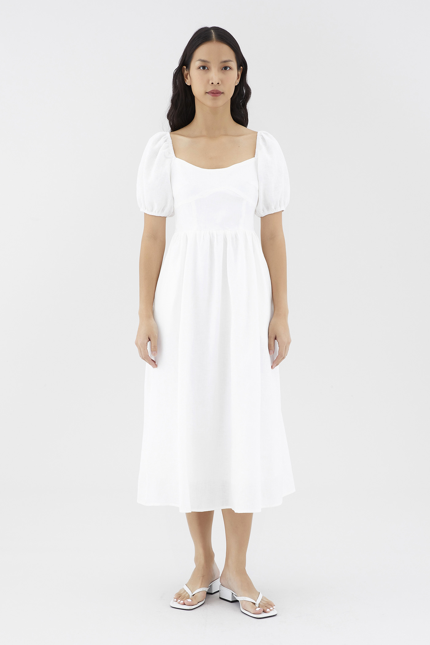 Emblair Linen Puff Sleeve Dress The Editor s Market