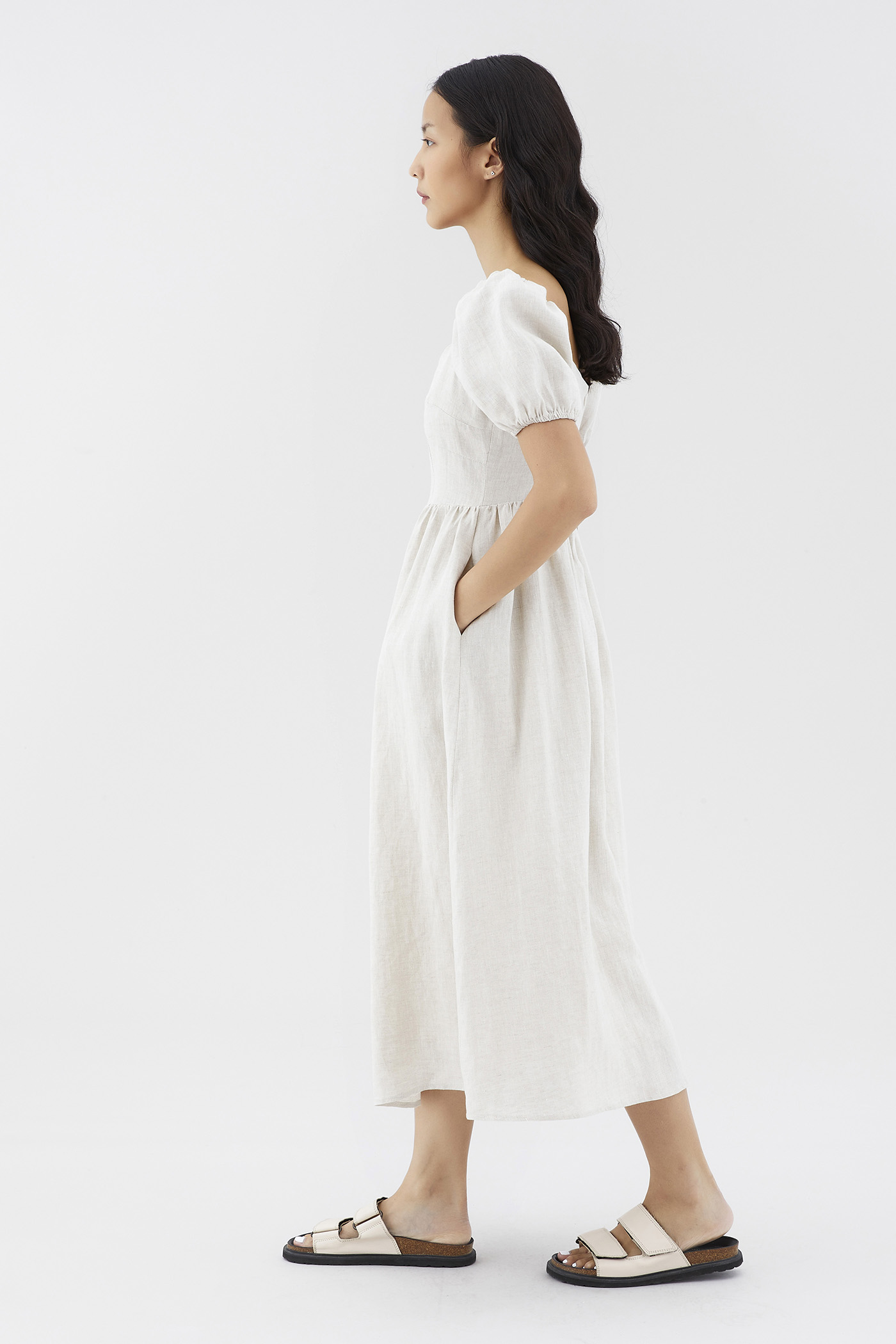 Emblair Linen Puff Sleeve Dress The Editor s Market