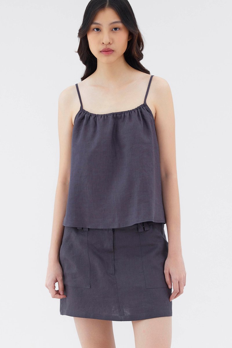 Ludora Linen Tie-Back Relaxed Top