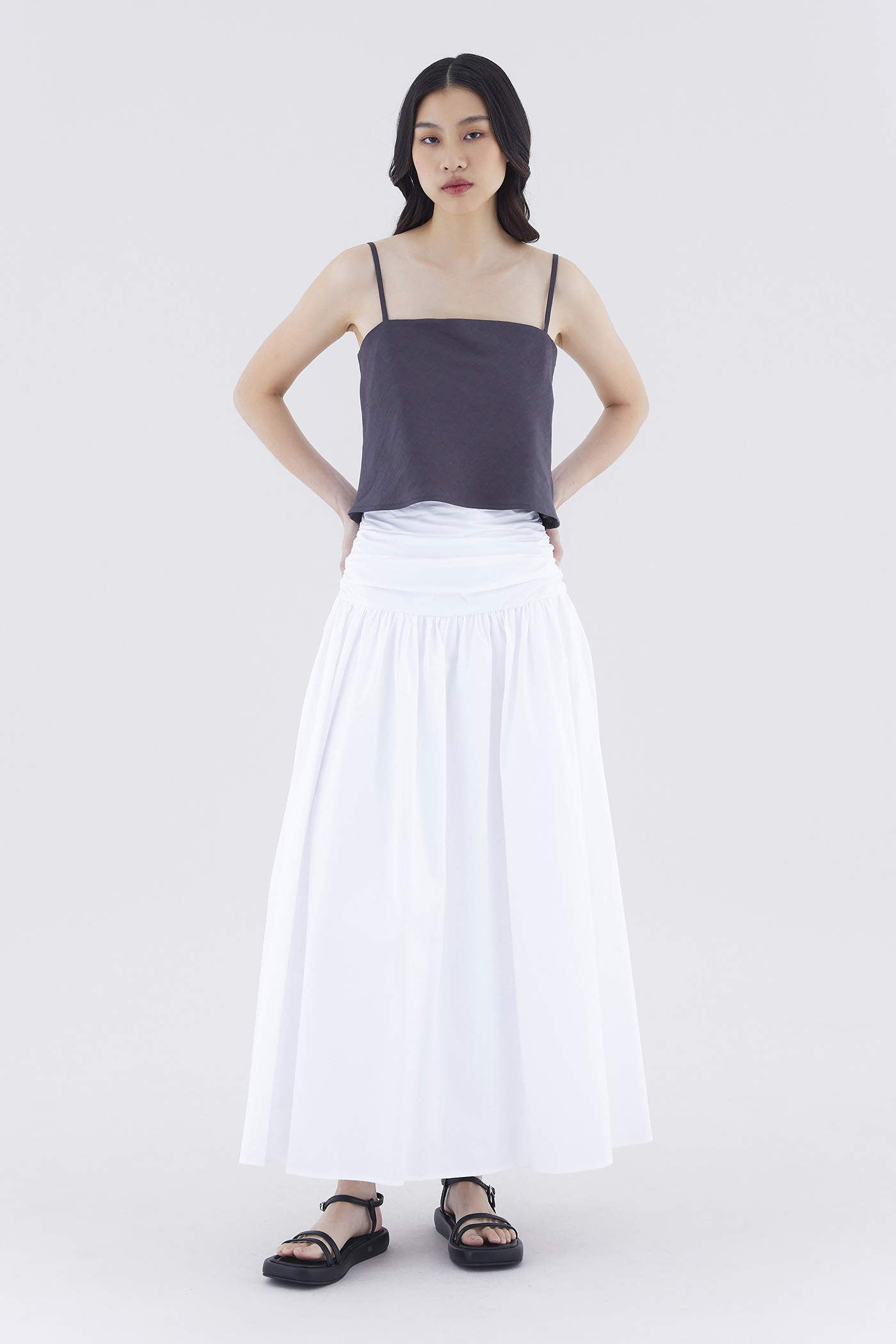 Hecver Ruched Waist Full Skirt | The Editor's Market