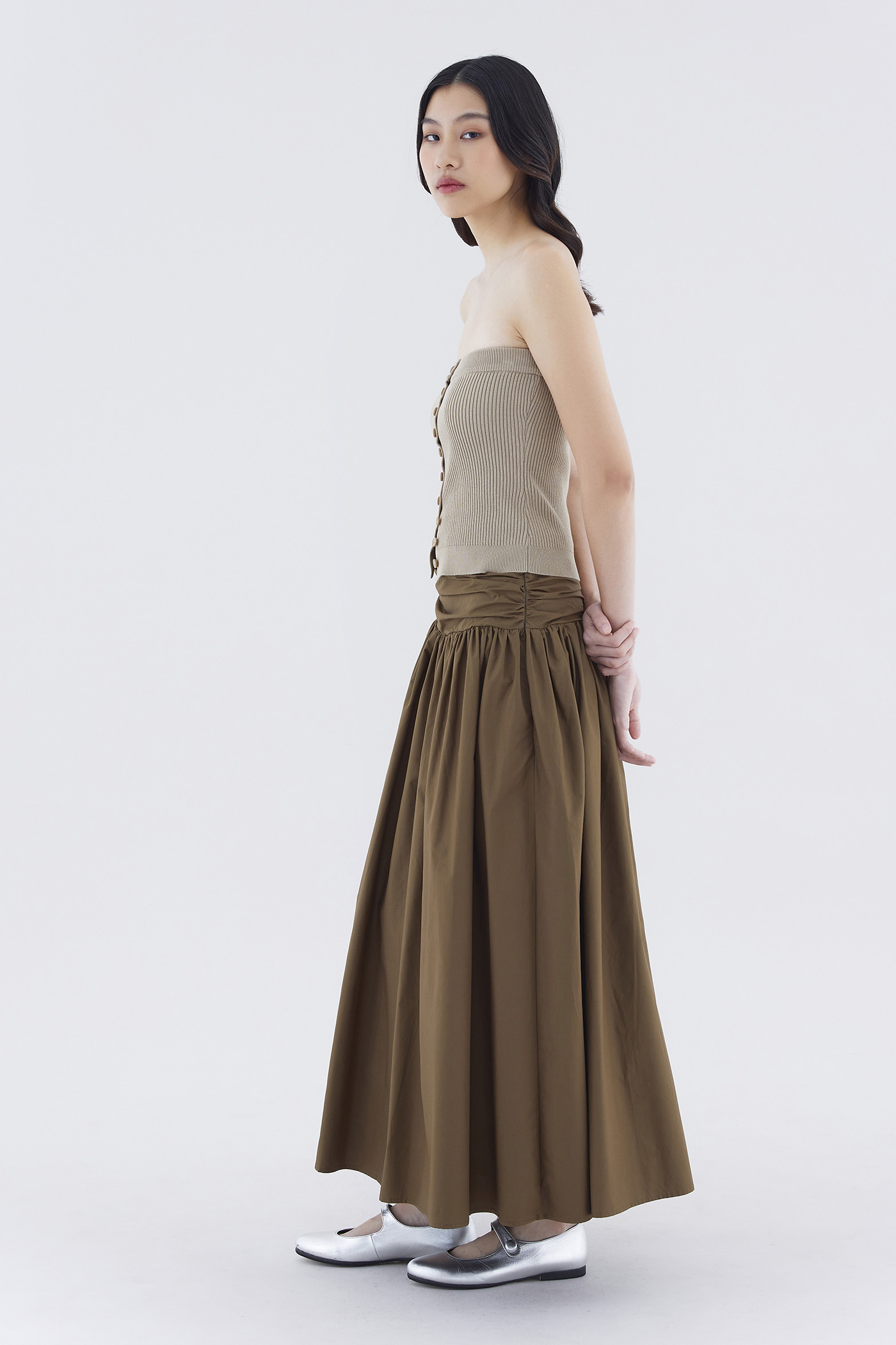 Hecver Ruched Waist Full Skirt | The Editor's Market