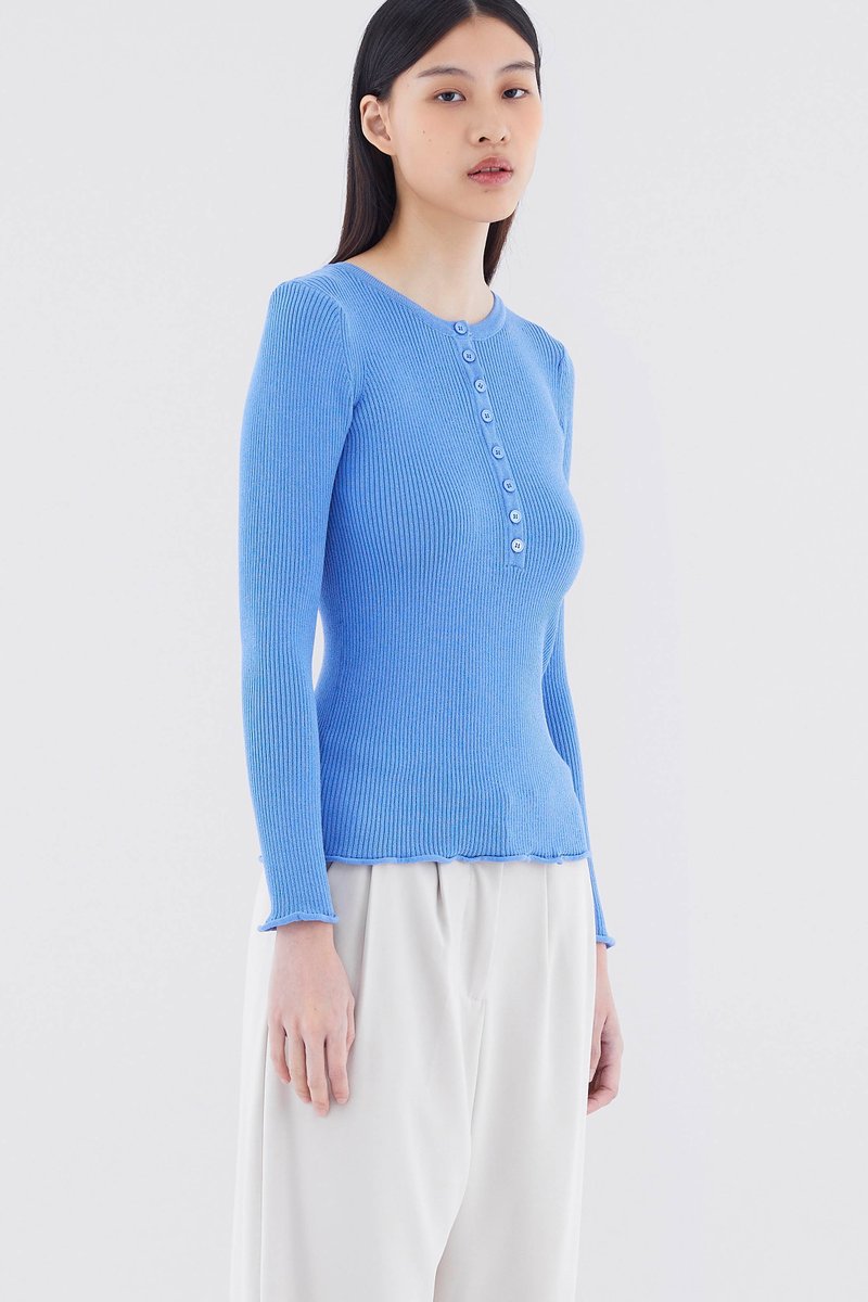 Buy Alacati Ribbed Knit Top in Blue 2024 Online
