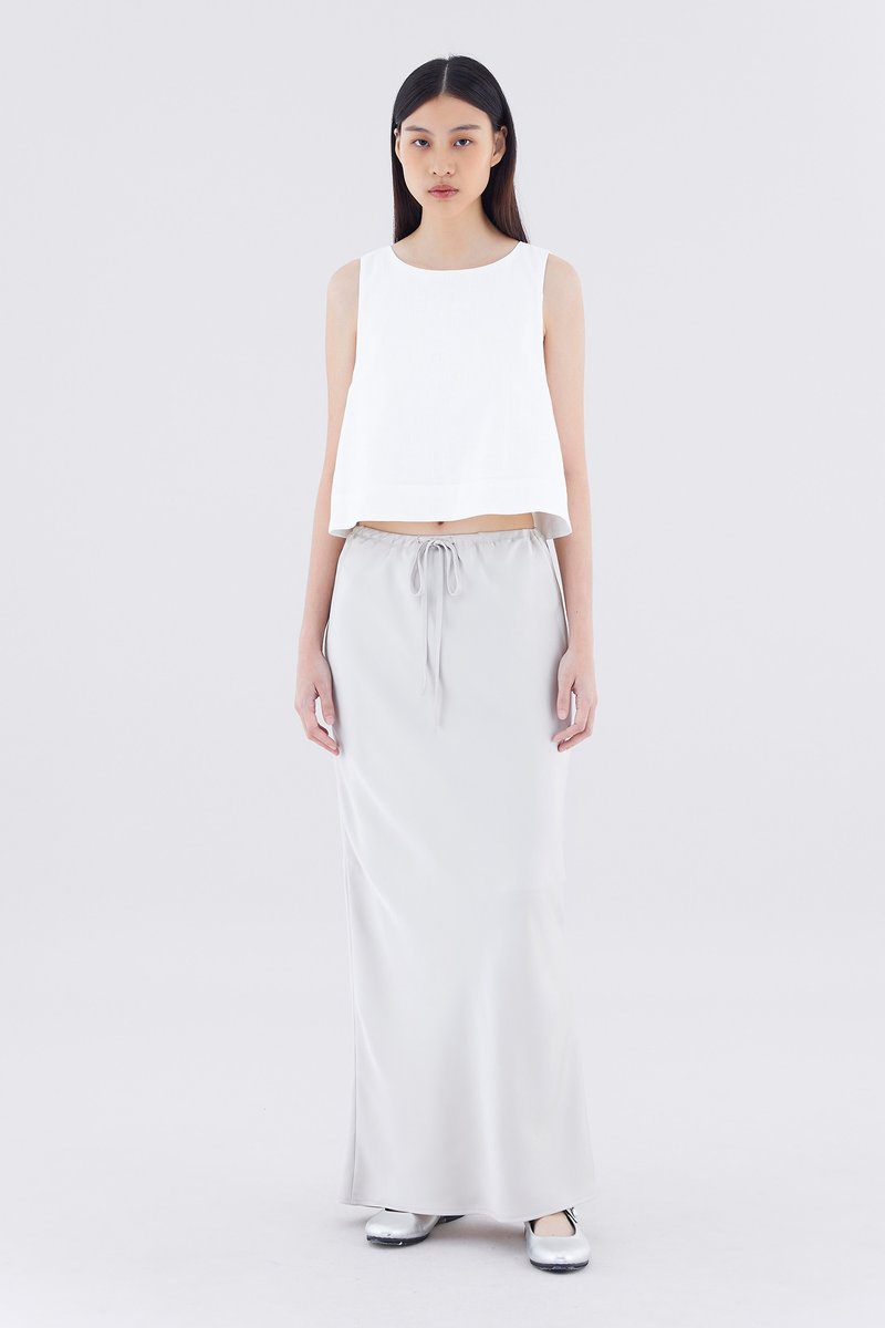 A feminine slip silhouette, the Davina Bias Skirt in Natural Linen • Online  now.