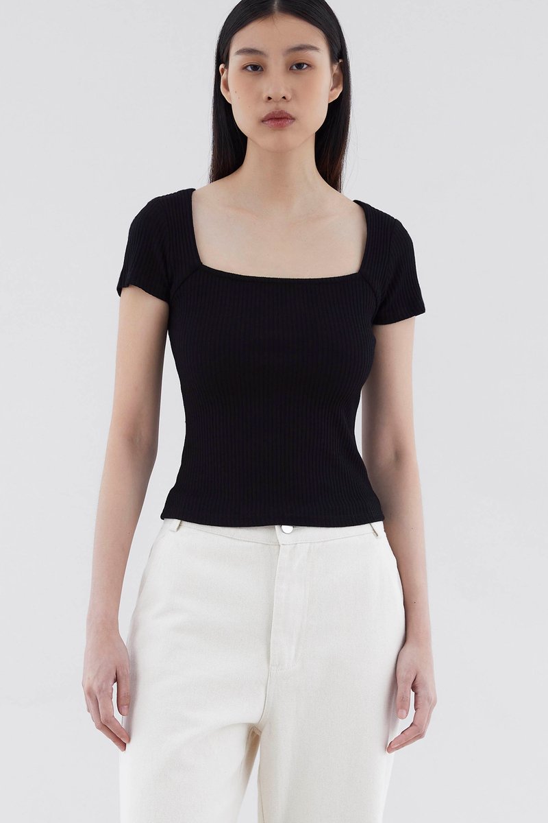 Neyir Square-Neck Rib Top