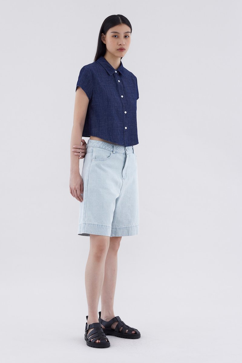 Lucio Denim Crop Shirt