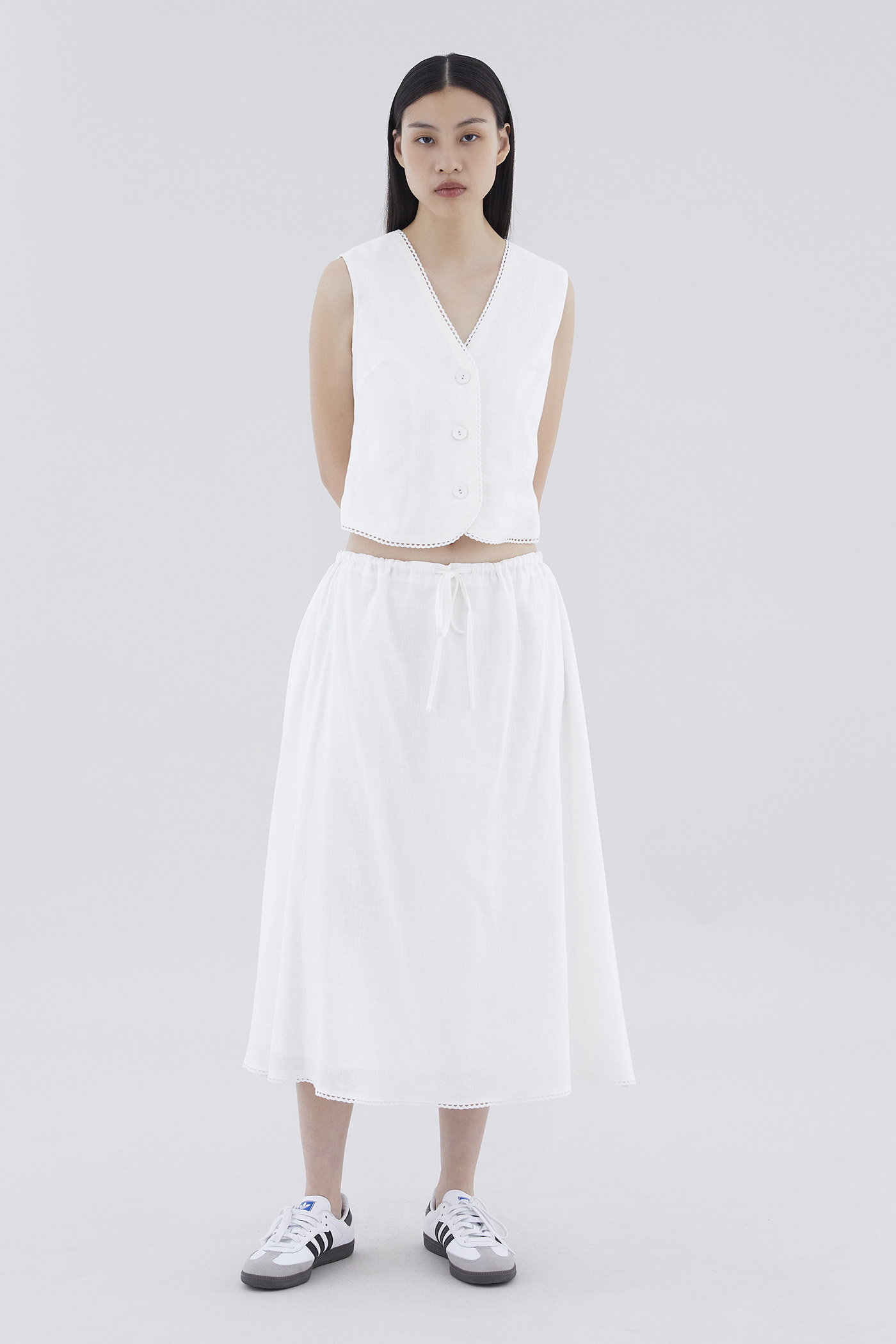 White linen drawstring skirt 2025