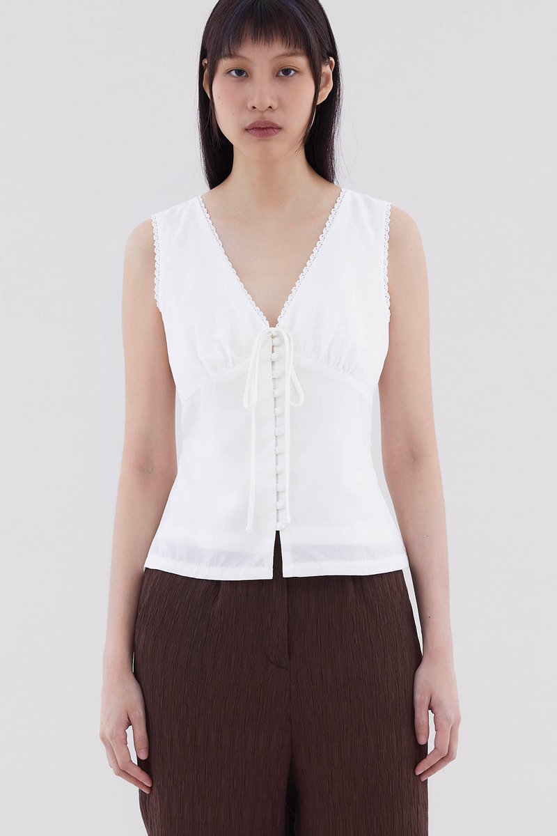 Deskan V-Neck Button-Front Top