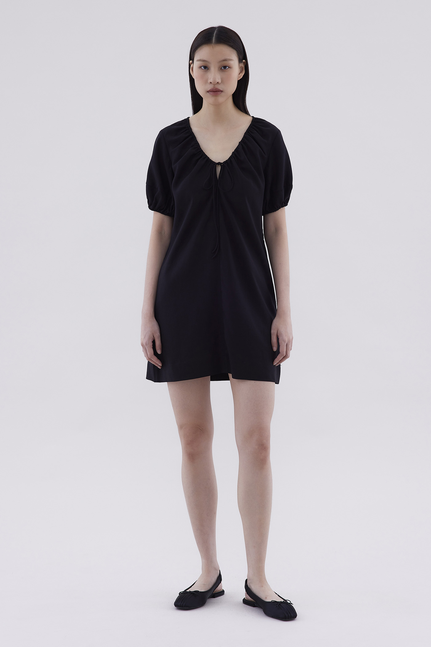 Drawstring neck dress hot sale
