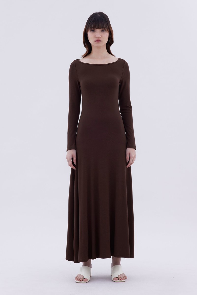 Image 128: Rubine Boat Neck Jersey Dress