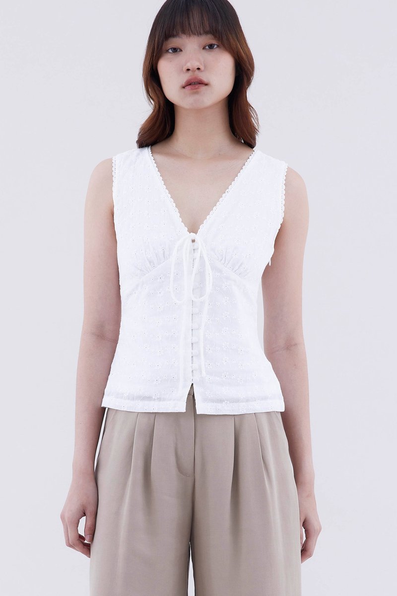Deskan V-Neck Button-Front Top