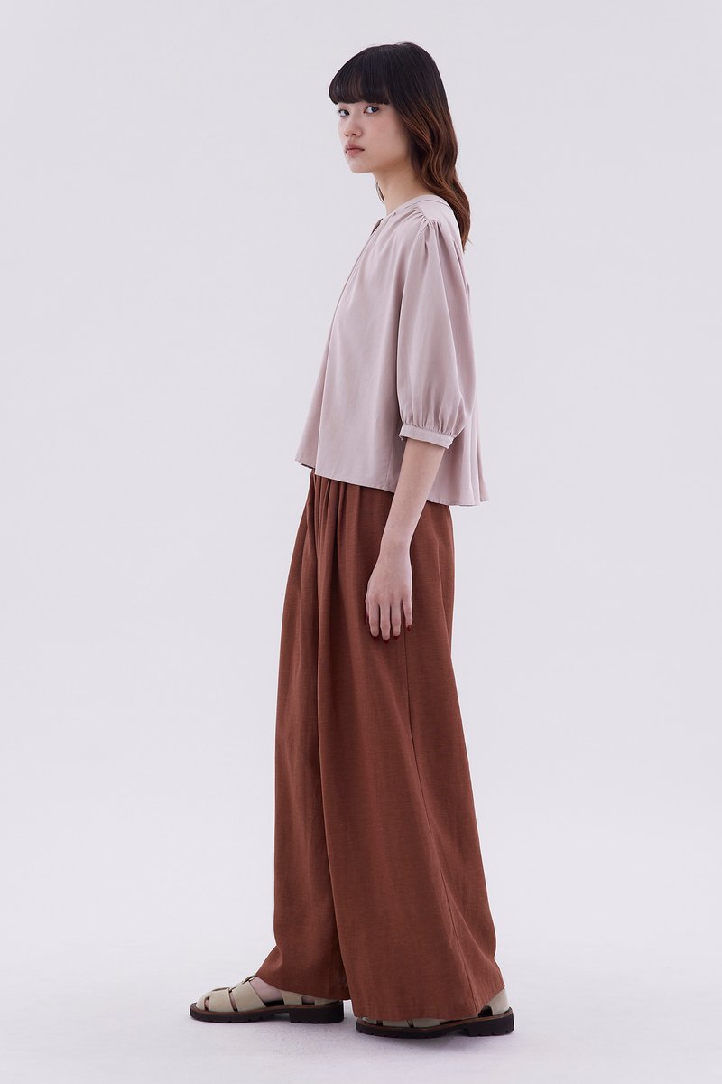 Hazelle Gathered-Neck Top