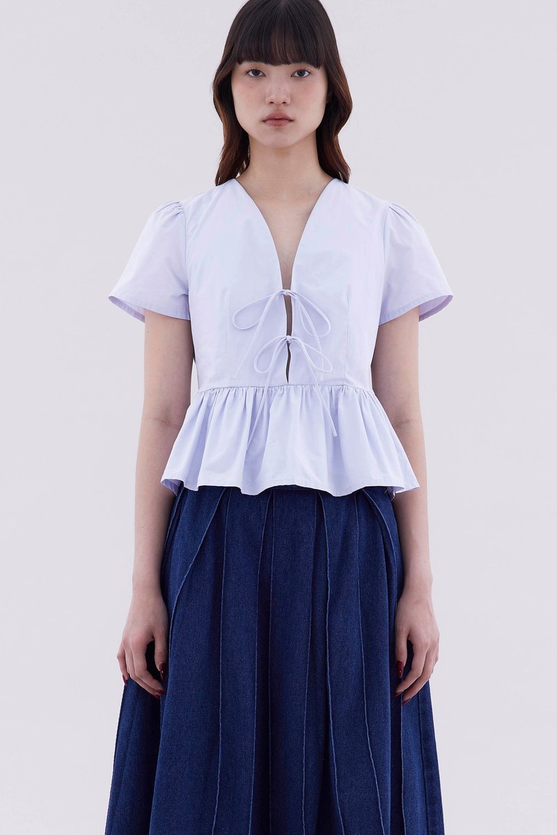 Cecelyn Tie-Front Peplum Top