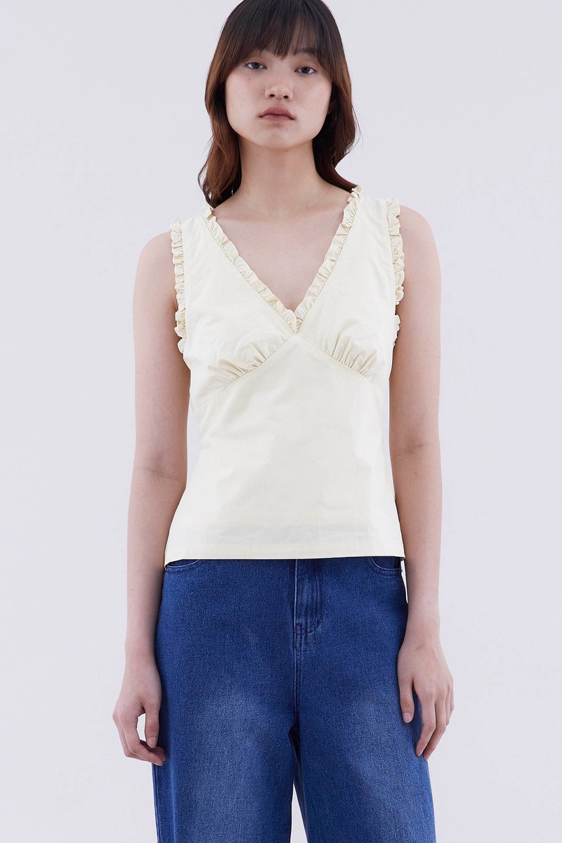 Rosette V-Neck Fitted Top