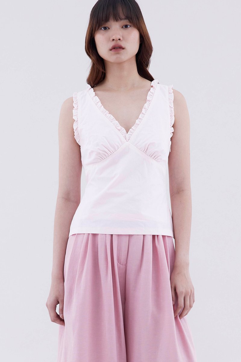 Rosette V-Neck Fitted Top