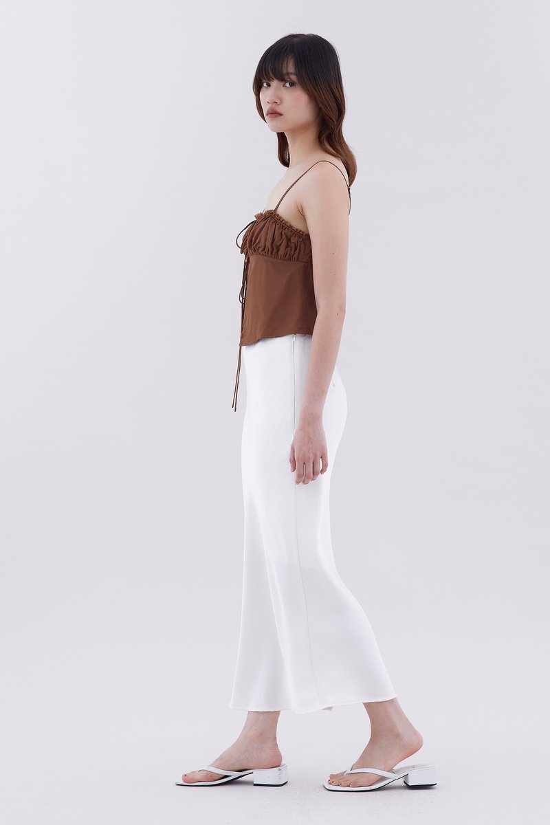 Alena Tie Front Ruffle Trim Top