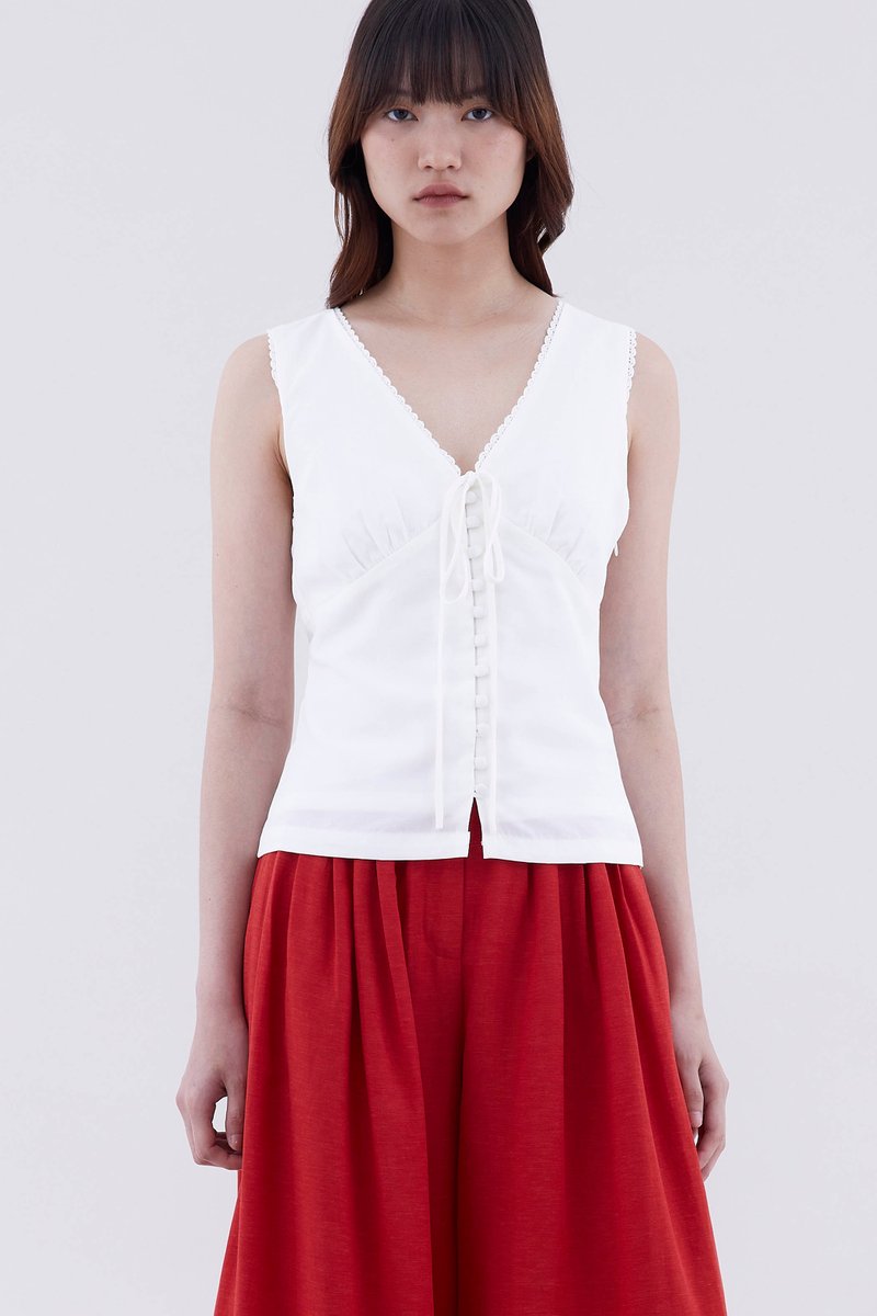 Deskan V-Neck Button-Front Top