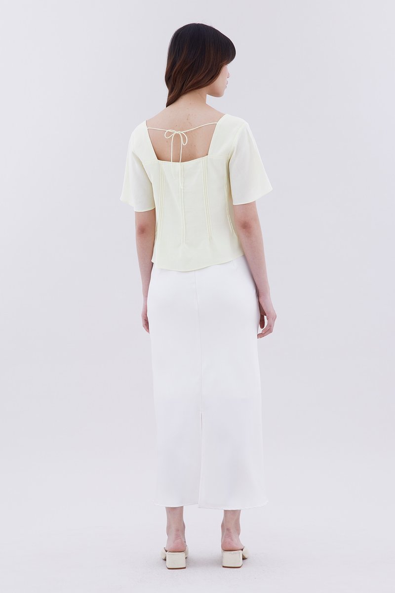 Qara Pin-Tuck Flutter Sleeve Top