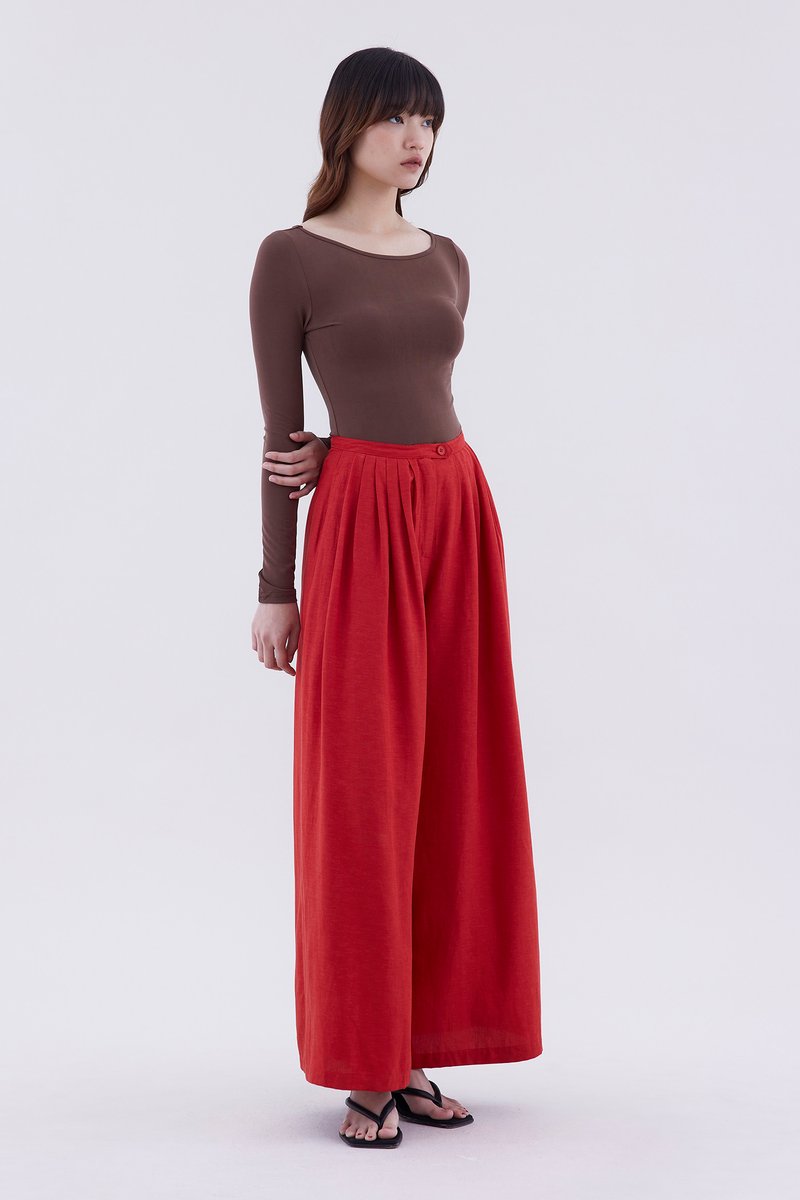 Jeno High-Rise Pleated Wide-Leg Pants