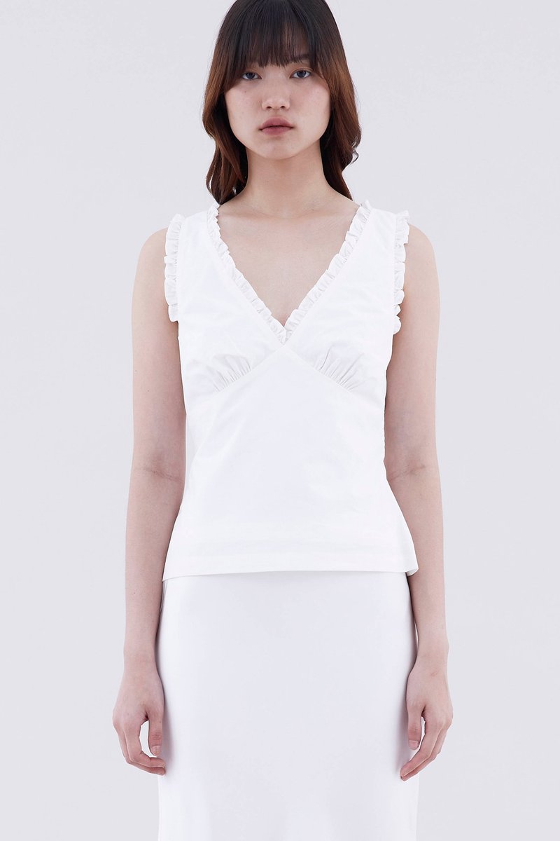 Rosette V-Neck Fitted Top