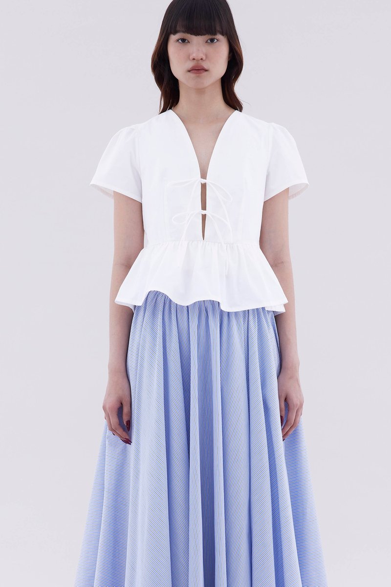 Cecelyn Tie-Front Peplum Top