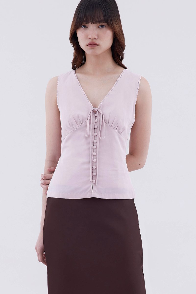 Deskan V-Neck Button-Front Top