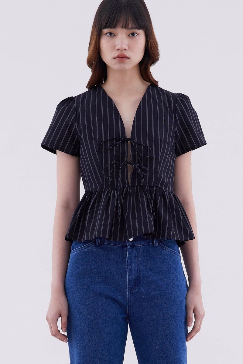 Cecelyn Tie-Front Peplum Top