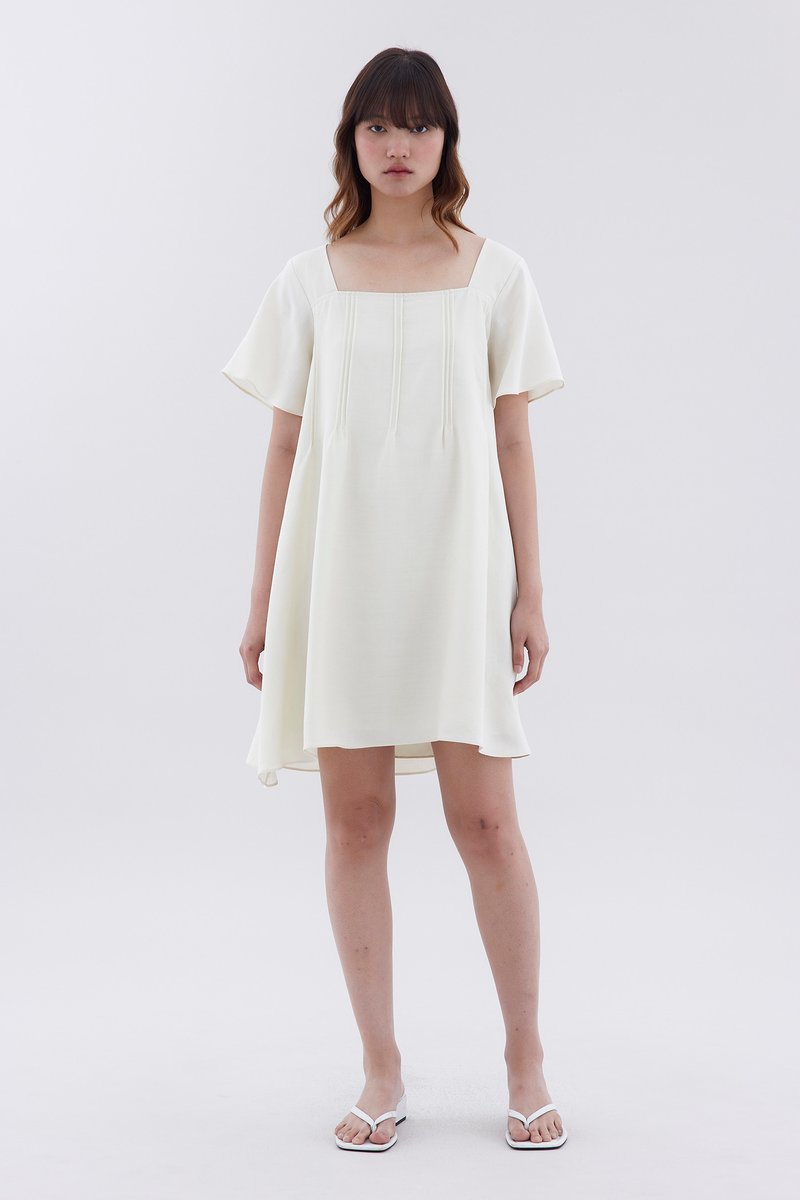 Feyla Pin-Tuck Flutter Sleeve Dress