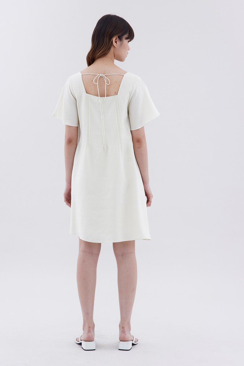 Feyla Pin-Tuck Flutter Sleeve Dress