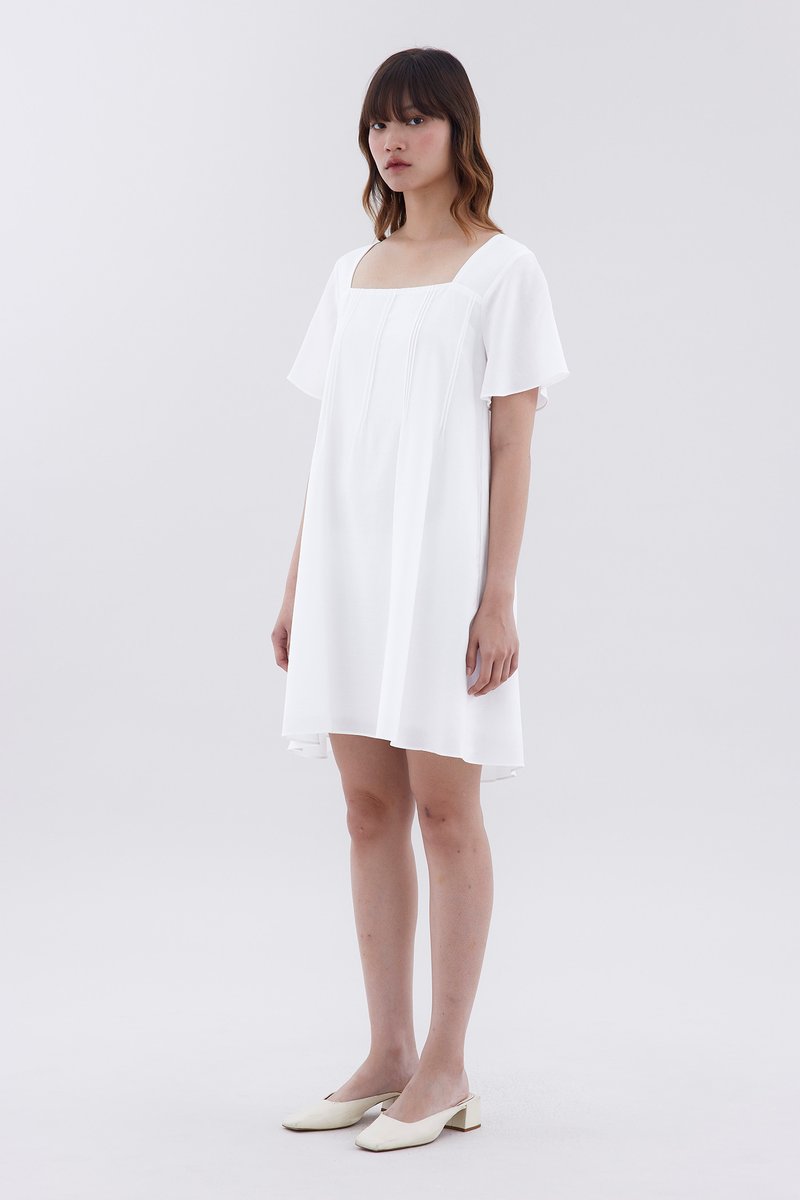 Feyla Pin-Tuck Flutter Sleeve Dress