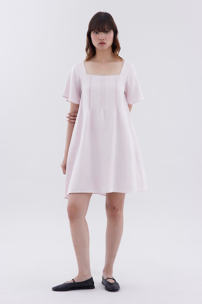 Feyla Pin-Tuck Flutter Sleeve Dress