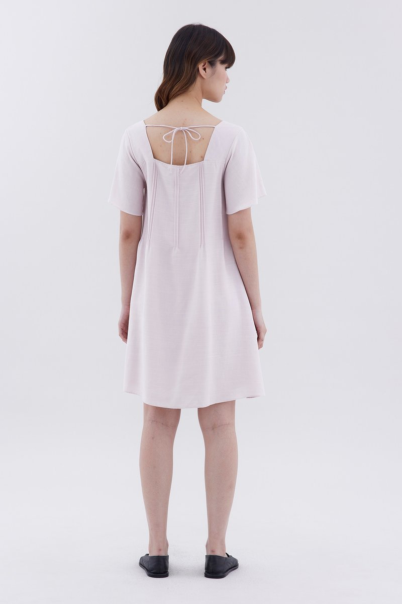 Feyla Pin-Tuck Flutter Sleeve Dress