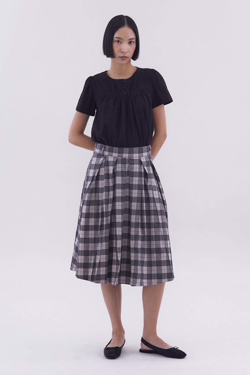 Aralyn Mid- Rise Box-Pleat Skirt