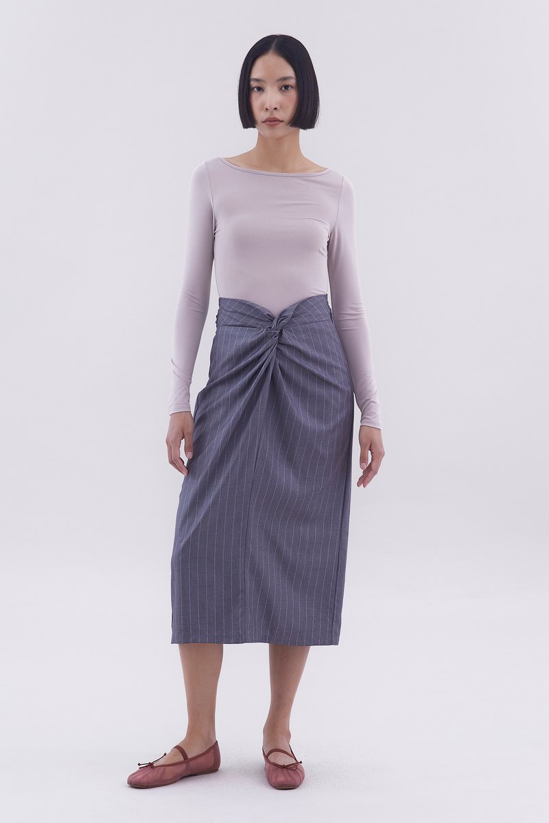 Lizabeth Mid-Rise Twist-Front Skirt