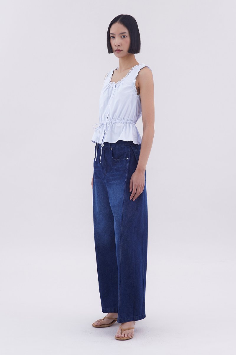 Simona Mid-Rise Side Pleat Jeans