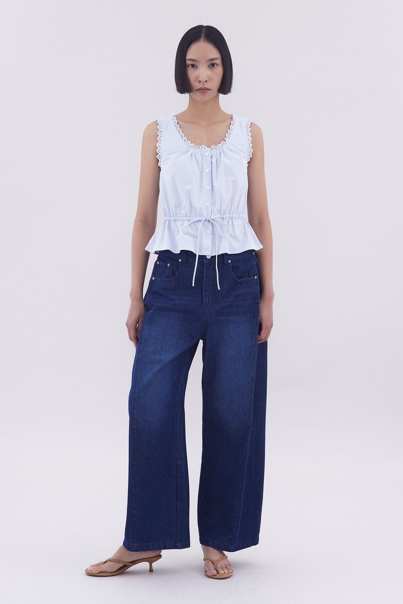 Simona Mid-Rise Side Pleat Jeans