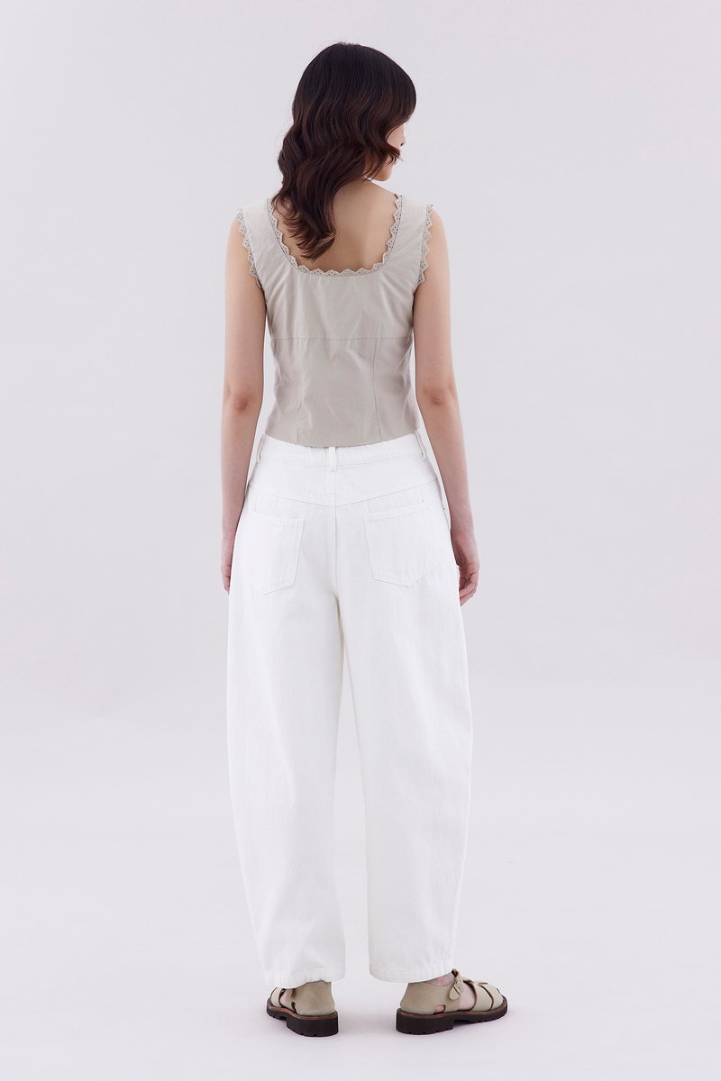 Marielle Lace-Trim Pin Tuck Top
