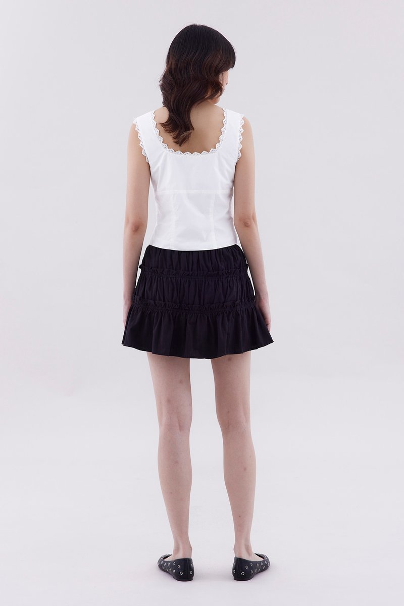 Marielle Lace-Trim Pin Tuck Top