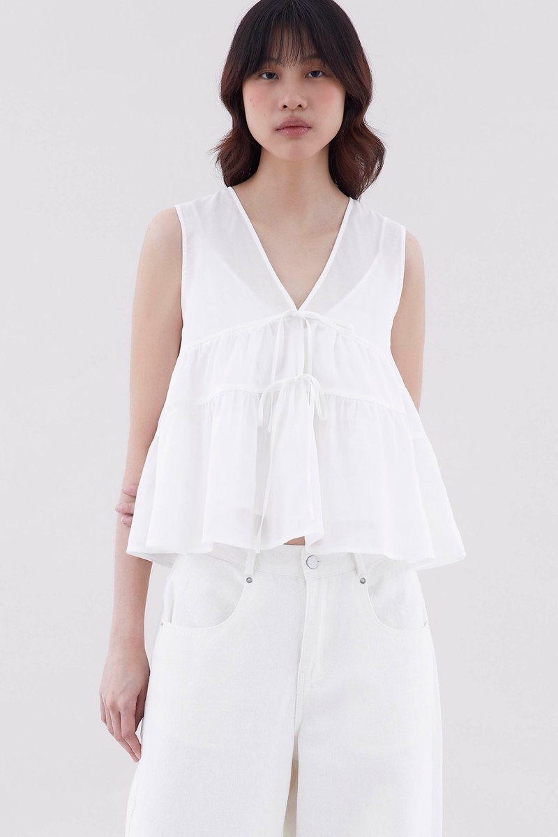 Fernella Ribbon-Tiered Top