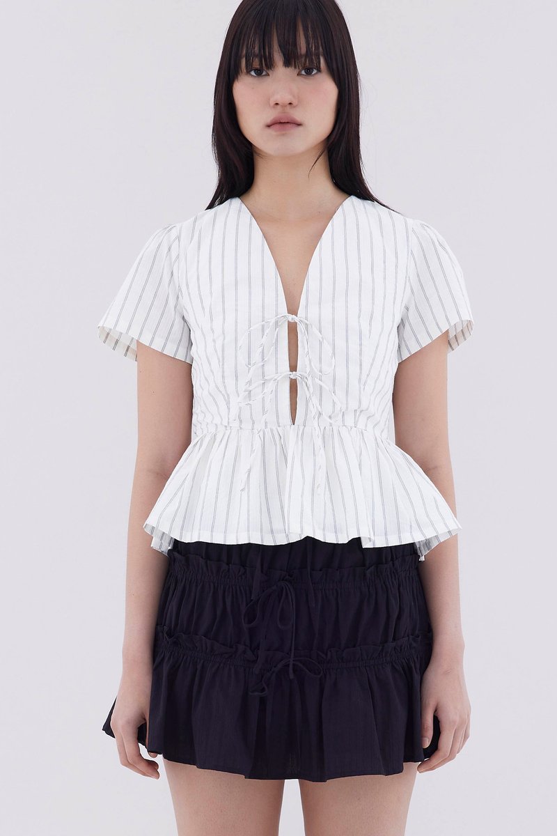 Cecelyn Tie-Front Peplum Top