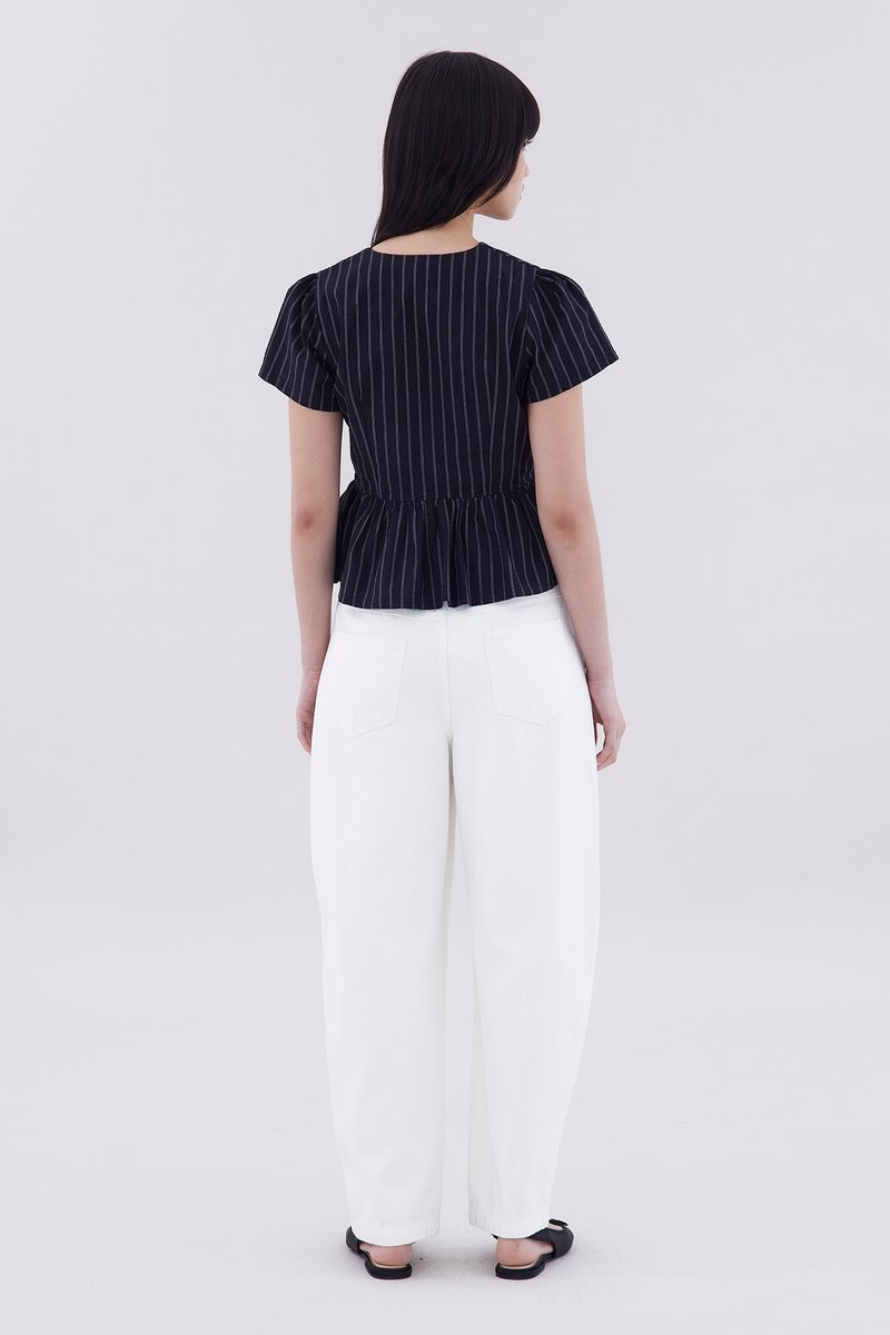Cecelyn Tie-Front Peplum Top