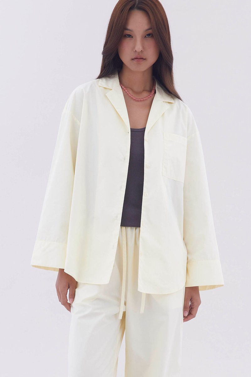 Notched Collar Oversized Shirt