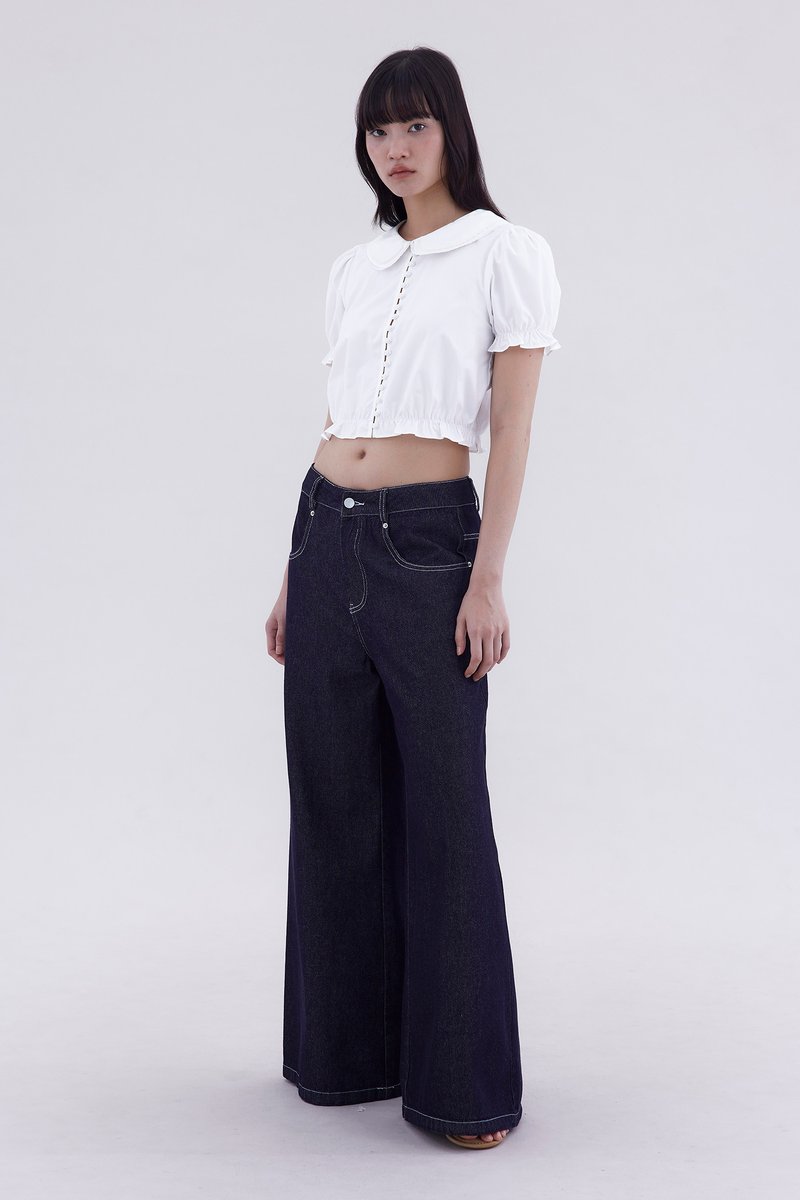 Mirane Peterpan-Collar Front Button Blouse