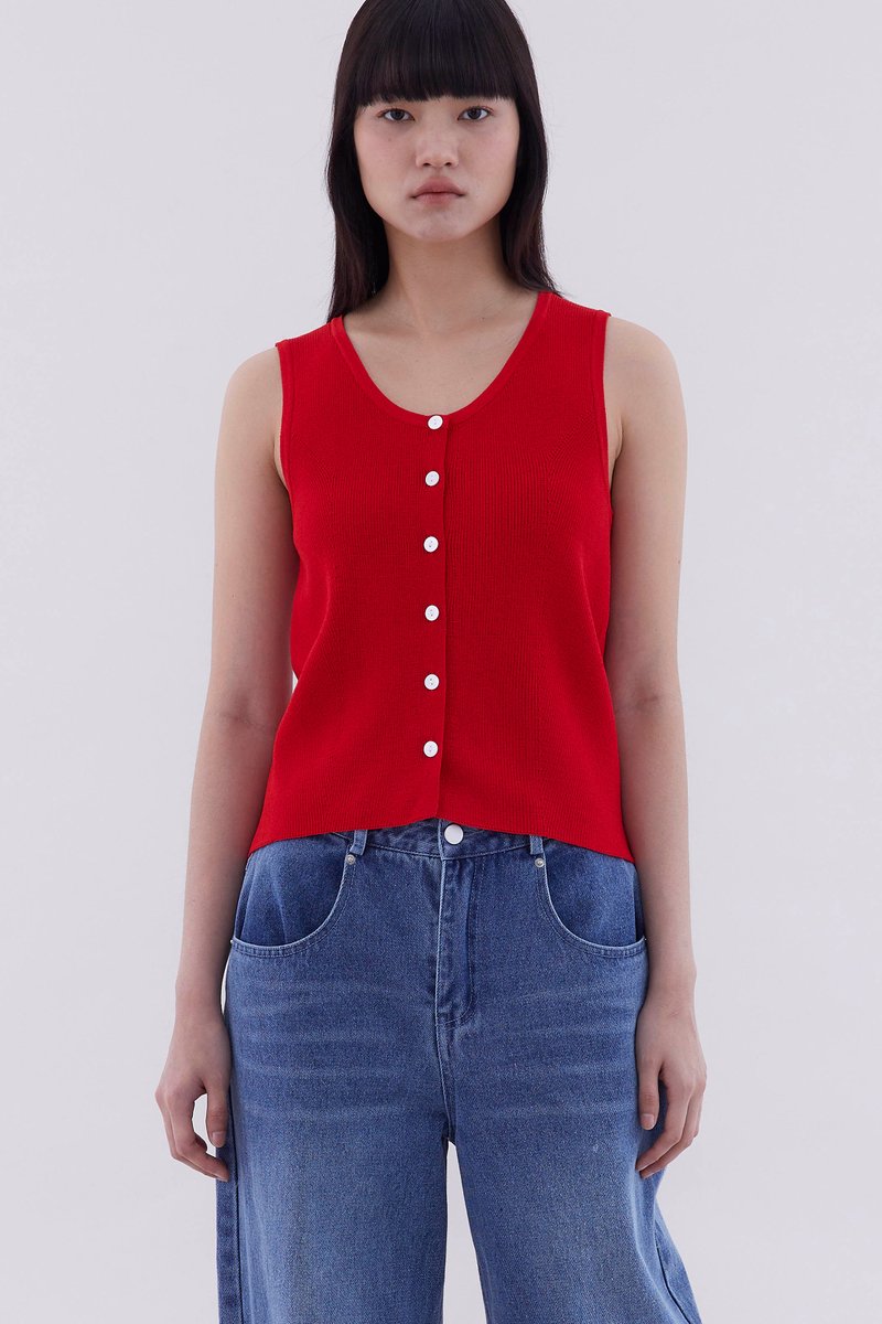 Emberly Front-Button Knit Tank