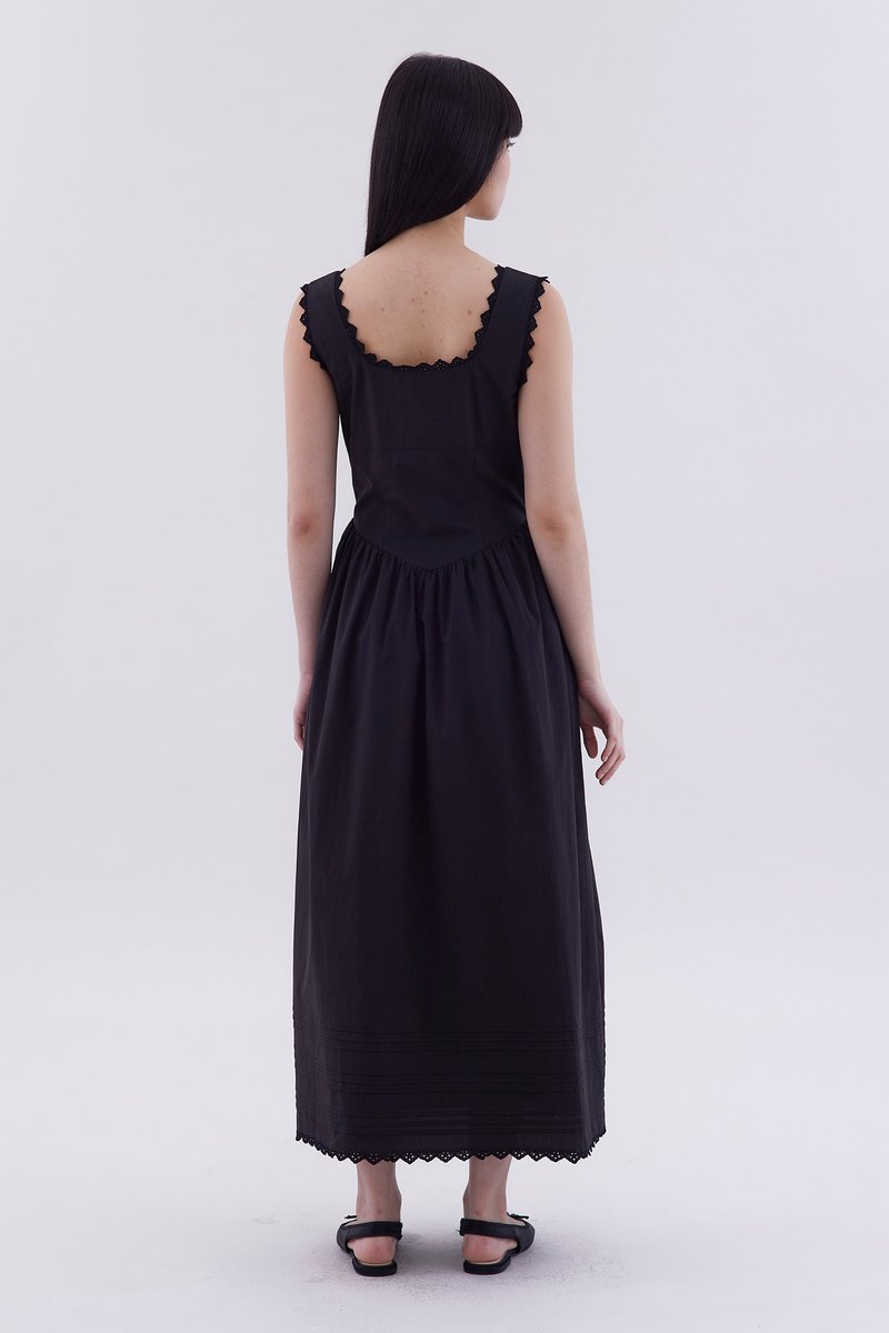 Berley Lace-Trim Pin Tuck Dress