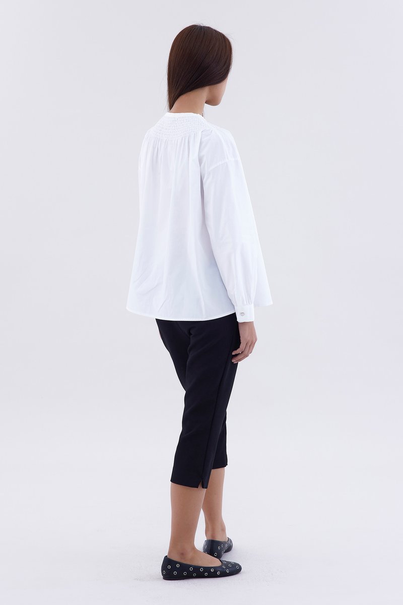 Smocked Neckline Blouse