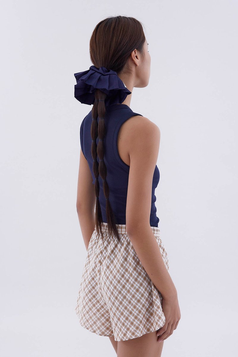 Pleated Crepe Sateen Oversized Scrunchie